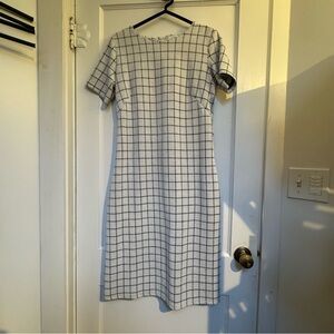 Main Street Exchange White and Black Window Pane Sheath Dress